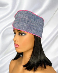 Gene (fuchsia satin) | denim satin lined wrap band