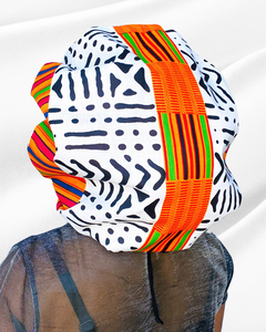 Lagos (white) | satin lined drawstring bonnet