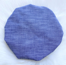 Gene (fuchsia satin) | denim satin lined drawstring bonnet