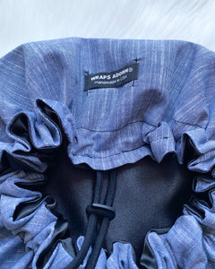 Gene (black satin) | denim satin lined drawstring bonnet