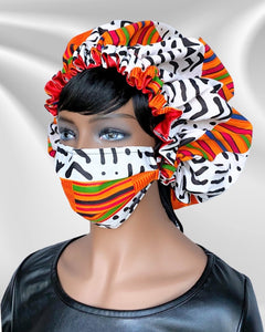 Lagos (white) | satin lined drawstring bonnet