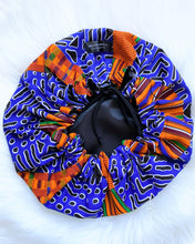 Lagos (blue) | satin lined drawstring bonnet