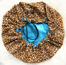 Leona (turquoise satin) | satin lined drawstring bonnet